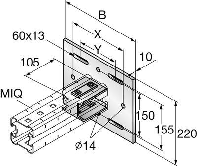 Festeplate MIQC-S90-AC stål Festeplate MIQC-S90-AC stål