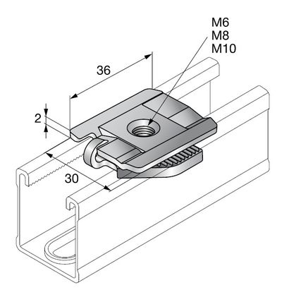 Opphengsmutter MM-S M6 Opphengsmutter MM-S M6