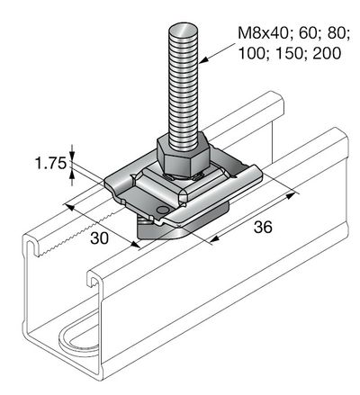 Opphengsmutter MM-ST M8X40 Opphengsmutter MM-ST M8X40